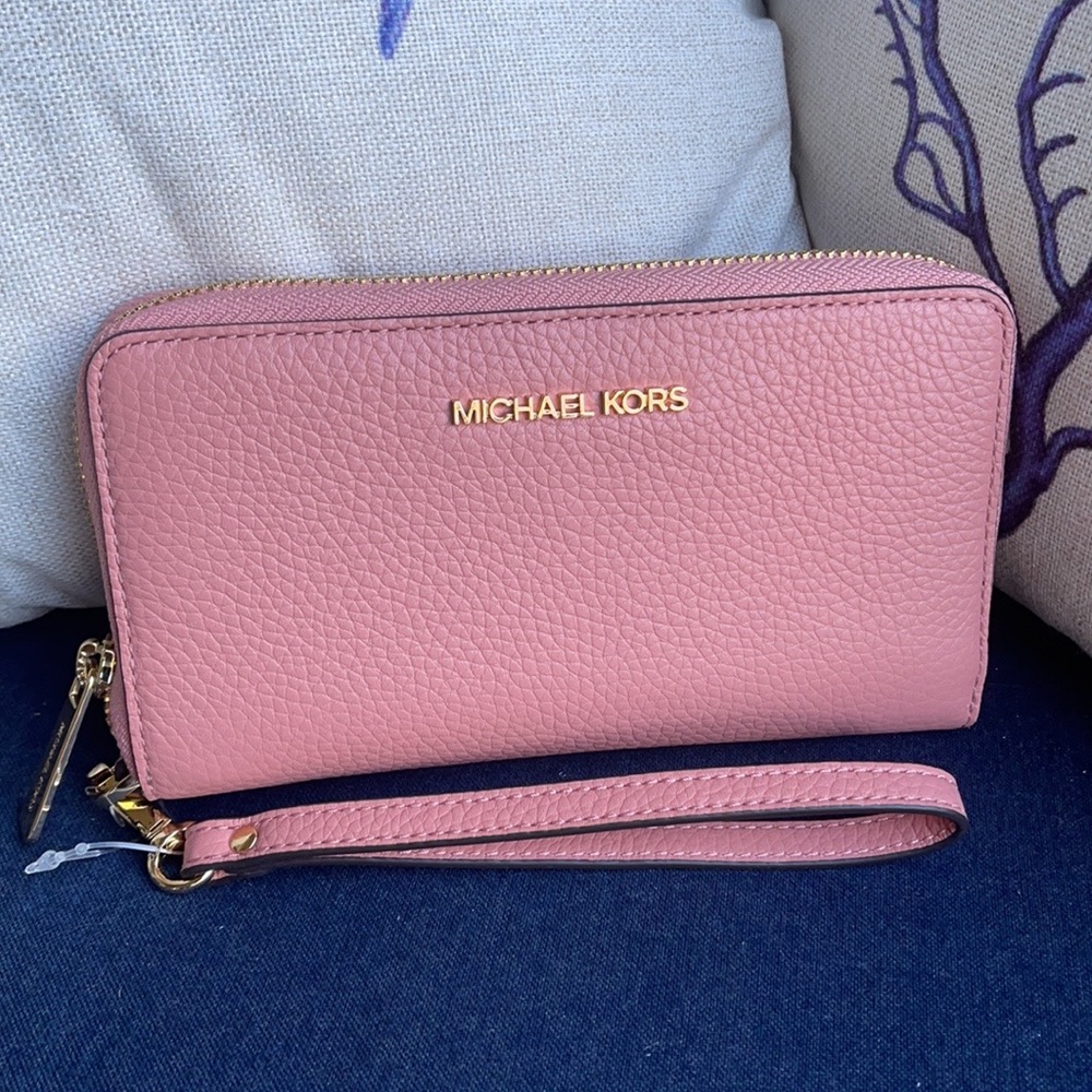 Michael Kors Jet Set Travel Lg Flat Multifunctional Phone Case-Wristlet-Wallet - Picture 6 of 16